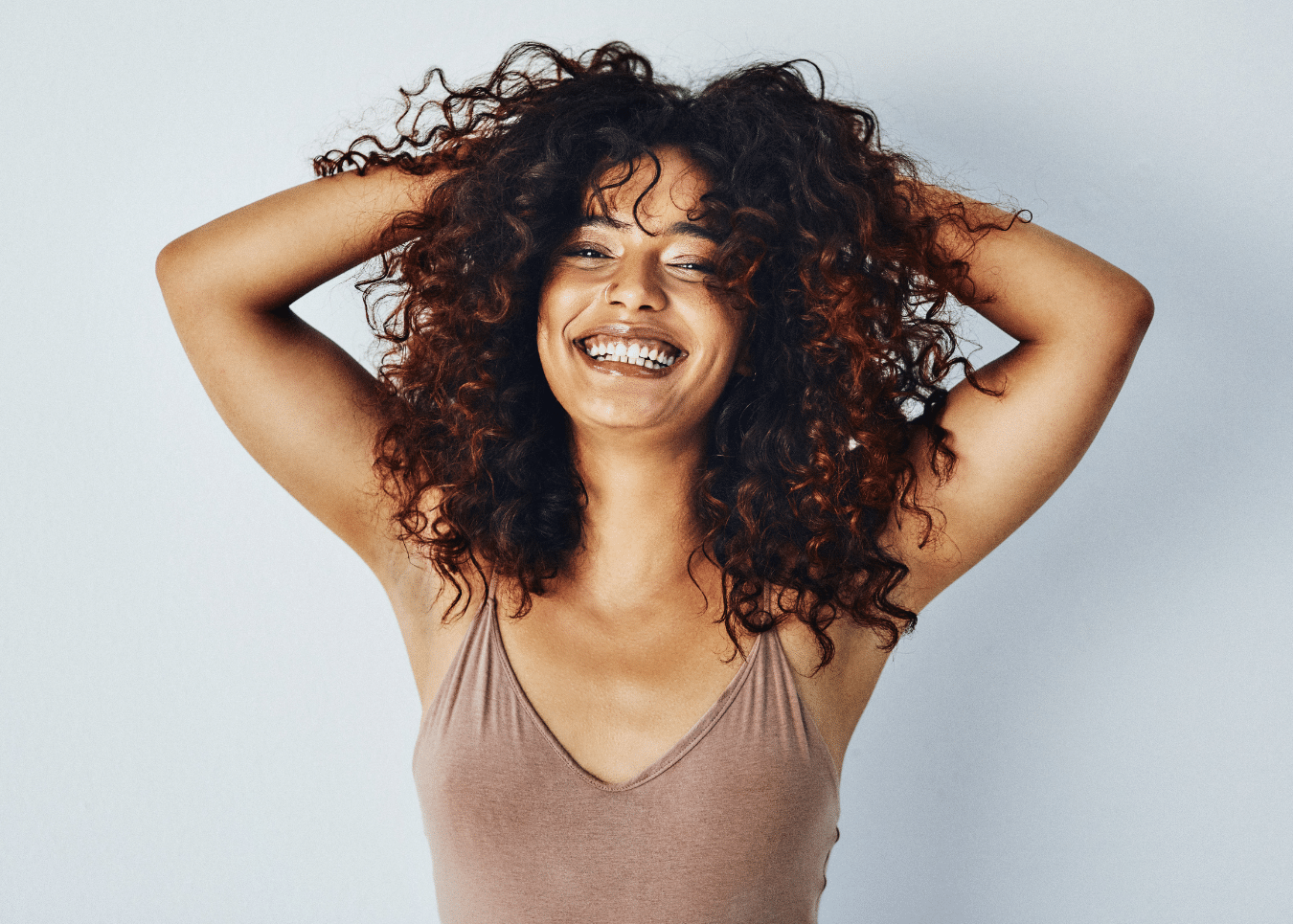 Woman with curly hair
