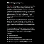 Full list of the fetures of the WAM Mini Iron